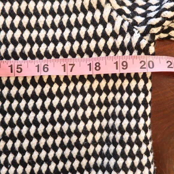 TALBOTS 100% merino wool cardigan duster open chunky knit black white Large long - Picture 12 of 12